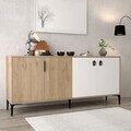 Consola, Hanah Home, Neva 4003, 180x81x44 cm, PAL, Stejar Safir / Alb