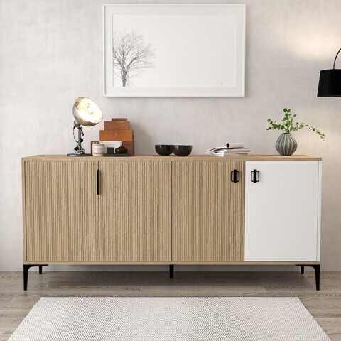 Consola, Hanah Home, Neva 4005, 180x81x44 cm, PAL, Stejar / Alb