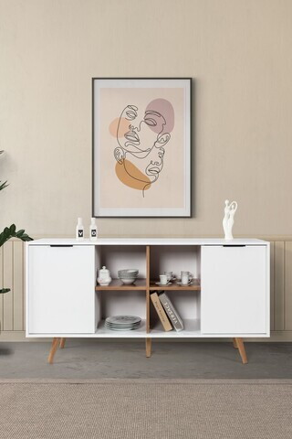 Consola, Hanah Home, Sina 4618, 160x82x44 cm, PAL, Alb/Maro