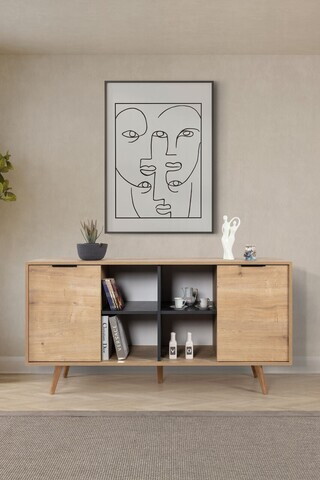 Consola, Hanah Home, Sina 4619, 160x82x44 cm, PAL, Stejar safir / Antracit