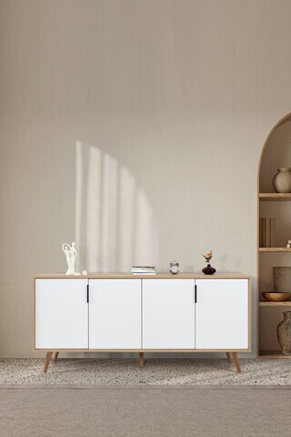 Consola, Hanah Home, Sırma 4815, 180x82x44 cm, PAL, Stejar Safir / Alb