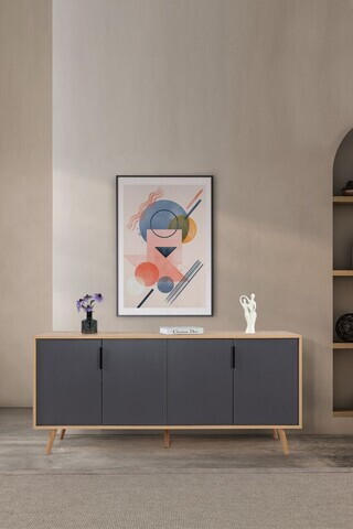 Consola, Hanah Home, Sırma 4816, 180x82x44 cm, PAL, Stejar safir / Antracit