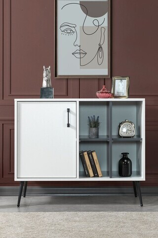 Consola, Hanah Home, Şile 4112, 100x83x44 cm, PAL, Alb / Antracit