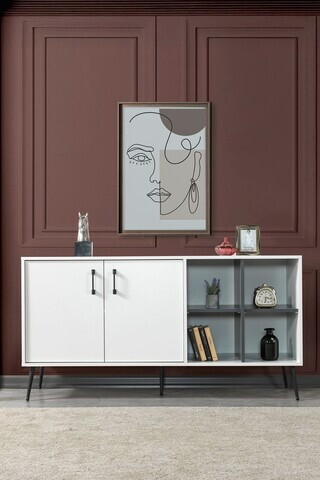 Consola, Hanah Home, Şile 4612, 160x83x44 cm, PAL, Alb / Antracit
