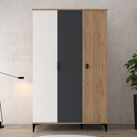Dulap pentru haine, Hanah Home, Neva 6302, PAL, Stejar / Alb / Antracit