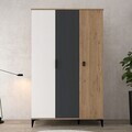 Dulap pentru haine, Hanah Home, Neva 6302, PAL, Stejar / Alb / Antracit