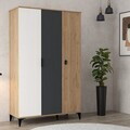 Dulap pentru haine, Hanah Home, Neva 6302, PAL, Stejar / Alb / Antracit