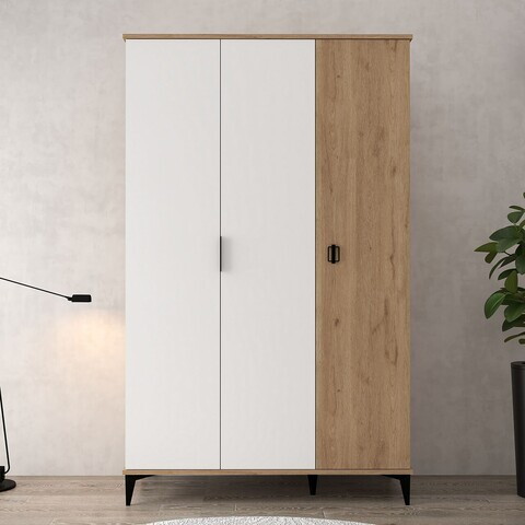 Dulap pentru haine, Hanah Home, Neva 6303, PAL, Stejar Safir / Alb