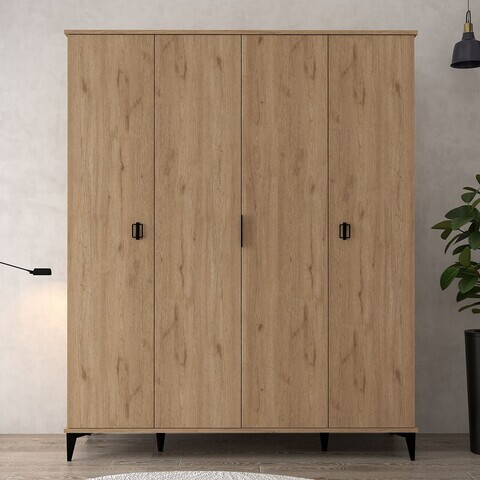Dulap pentru haine, Hanah Home, Neva 6401, 164x200x52 cm, PAL, Maro