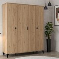 Dulap pentru haine, Hanah Home, Neva 6401, 164x200x52 cm, PAL, Maro