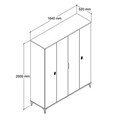 Dulap pentru haine, Hanah Home, Neva 6401, 164x200x52 cm, PAL, Maro