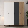 Dulap pentru haine, Hanah Home, Neva 6402, 164x200x52 cm, PAL, Stejar / Alb / Antracit