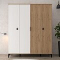 Dulap pentru haine, Hanah Home, Neva 6403, 164x200x52 cm, PAL, Stejar Safir / Alb