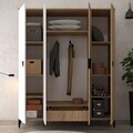 Dulap pentru haine, Hanah Home, Neva 6403, 164x200x52 cm, PAL, Stejar Safir / Alb