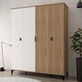 Dulap pentru haine, Hanah Home, Neva 6403, 164x200x52 cm, PAL, Stejar Safir / Alb