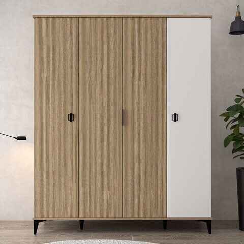 Dulap pentru haine, Hanah Home, Neva 6404, 164x200x52 cm, PAL, Stejar / Alb