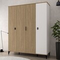 Dulap pentru haine, Hanah Home, Neva 6404, 164x200x52 cm, PAL, Stejar / Alb