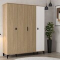 Dulap pentru haine, Hanah Home, Neva 6404, 164x200x52 cm, PAL, Stejar / Alb