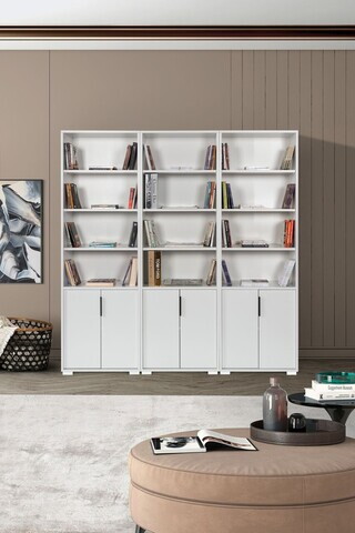 Corp biblioteca, Hanah Home, Evm 8304, 180x187x30 cm, PAL, Alb