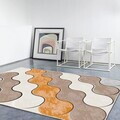 Covor, Wookece294, 160x230 cm, Poliester, Portocaliu / Gri / Maro
