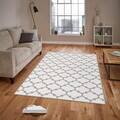 Covor, Wookece304, 80x200 cm, Poliester, Alb / Bej