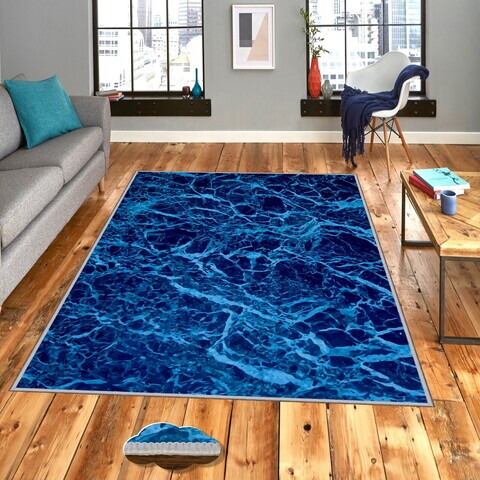 Covor, Wookece488, 40x60 cm, Poliester, Albastru / Bleumarin