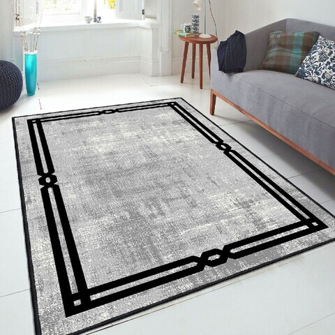 Covor, Eexfab800-Klm, 180x280 cm, Bumbac, Gri/Negru