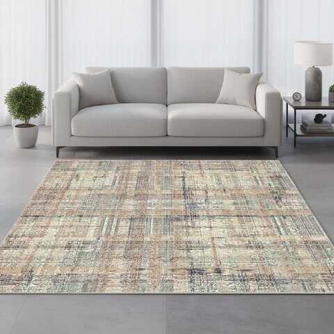 Covor, Exfab288-Klm, 160x230 cm, Bumbac, Nurcă / Verde / Gri