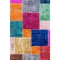 Covor, Hmfesto72 Kece, 160x230 cm, Bumbac, Roz / Portocaliu / Verde / Crem / Albastru marin