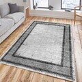 Covor, Woosonıl042, 120x180 cm, Bumbac, Gri/Negru