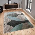 Covor, Woosonıl047, 60x100 cm, Bumbac, Albastru / Gri / Negru