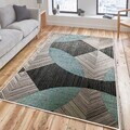 Covor, Woosonıl047, 80x150 cm, Bumbac, Albastru / Gri / Negru