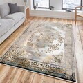 Covor, Woosonıl063, 100x300 cm, Bumbac, Crem / Gri / Cămilă