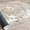 Covor, Woosonıl063, 100x300 cm, Bumbac, Crem / Gri / Cămilă