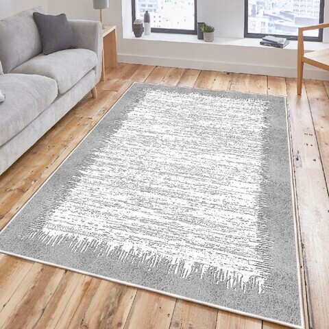 Covor, Woosonıl076, 80x150 cm, Bumbac, Crem / Gri