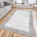Covor, Woosonıl076, 80x150 cm, Bumbac, Crem / Gri
