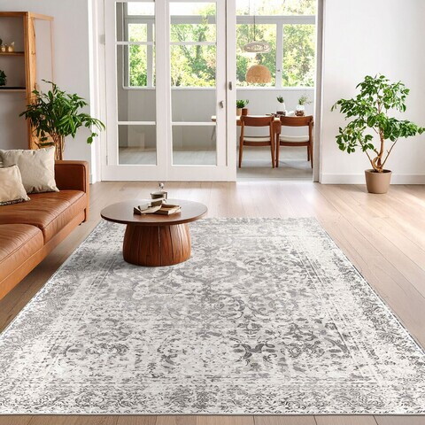 Covor, Woosonıl082, 80x120 cm, Bumbac, Crema / nurca