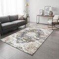 Covor, Woosonıl083, 80x150 cm, Bumbac, Crem / Gri / Roșu Claret