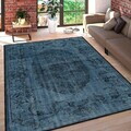 Covor, Woosonıl087, 140x220 cm, Bumbac, Navy Blue / Black