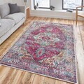 Covor, Woosonıl114, 160x230 cm, Bumbac, Alb / Roșu-gremeliu / Verde / Albastru