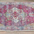 Covor, Woosonıl114, 160x230 cm, Bumbac, Alb / Roșu-gremeliu / Verde / Albastru
