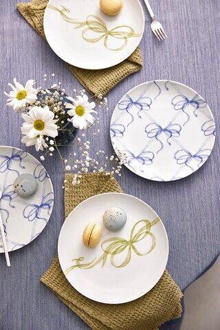 Set platouri servire desert, Hermia, 710KTP3724, Portelan, Albastru
