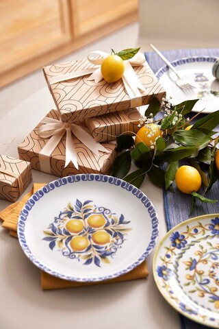 Set platouri servire desert, Hermia, 710KTP3726, Portelan, Albastru