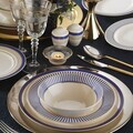 Serviciu de masa, Hermia, 710KTP3814, Portelan, Farfurie: 23 cm (12 bucăți), Alb/Albastru