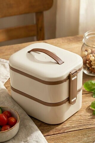 Cutie pentru pranz, Hermia, 721CBL1305, Inox, Izolat in vid, Crem