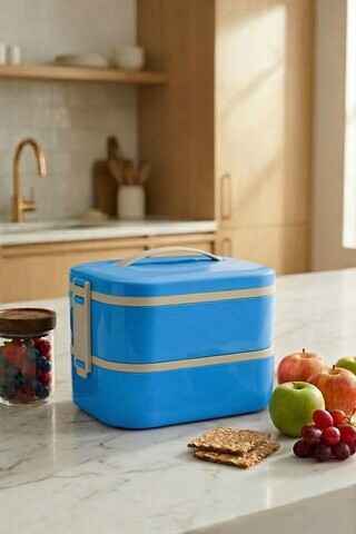 Cutie pentru pranz, Hermia, 721CBL1321, Inox, Izolat in vid, Albastru