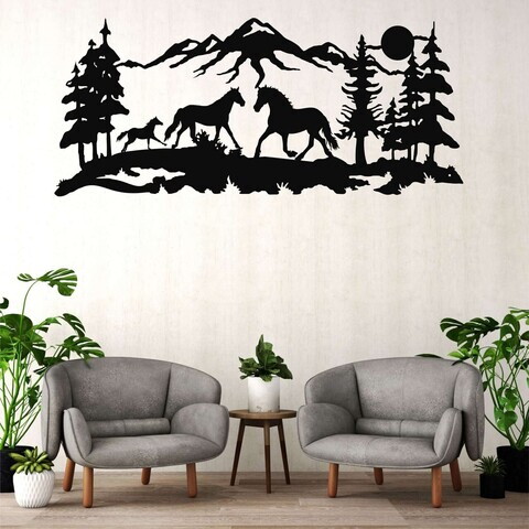 Decoratiune de perete, 5504, Metal, Dimensiune: 60 x 26 cm, Negru