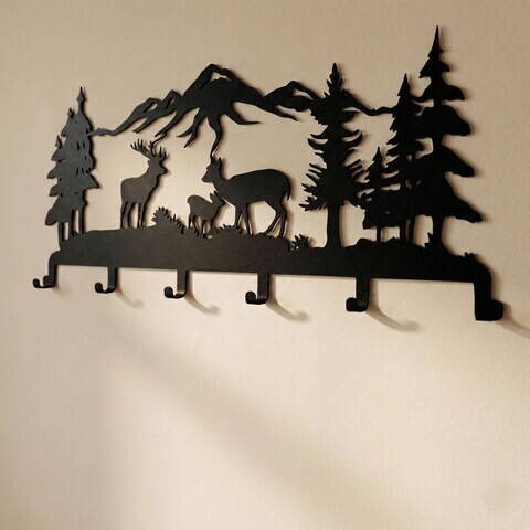 Decoratiune de perete, 3004, Metal, Dimensiune: 60 x 32 cm, Negru