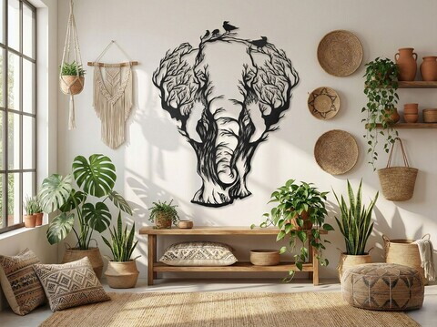 Decoratiune de perete, 5511, Metal, Dimensiuni: 59 x 75 cm, Negru