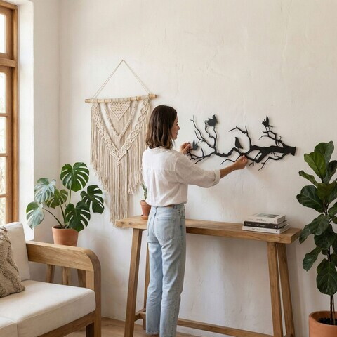 Decoratiune de perete, 5379, Metal, Dimensiune: 75 x 30 cm, Negru